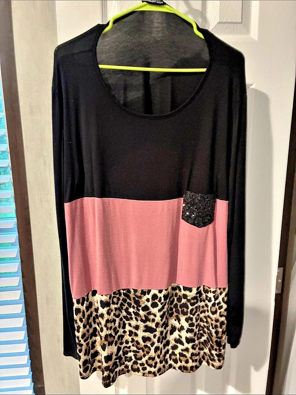 Heimish Color Block Leopard Print blouse